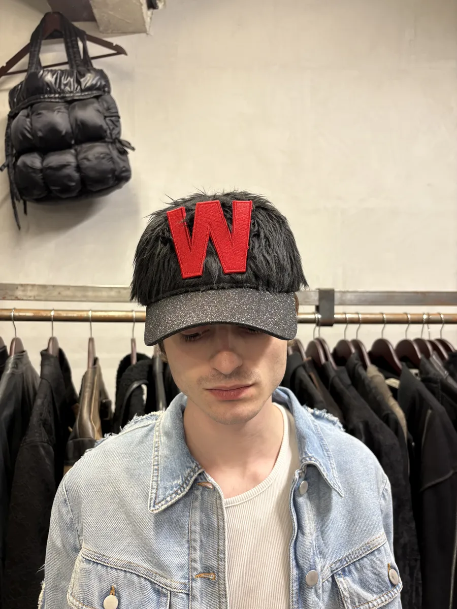 Walter Van Beirendonck Black Plushed Wild Cap - Image 2