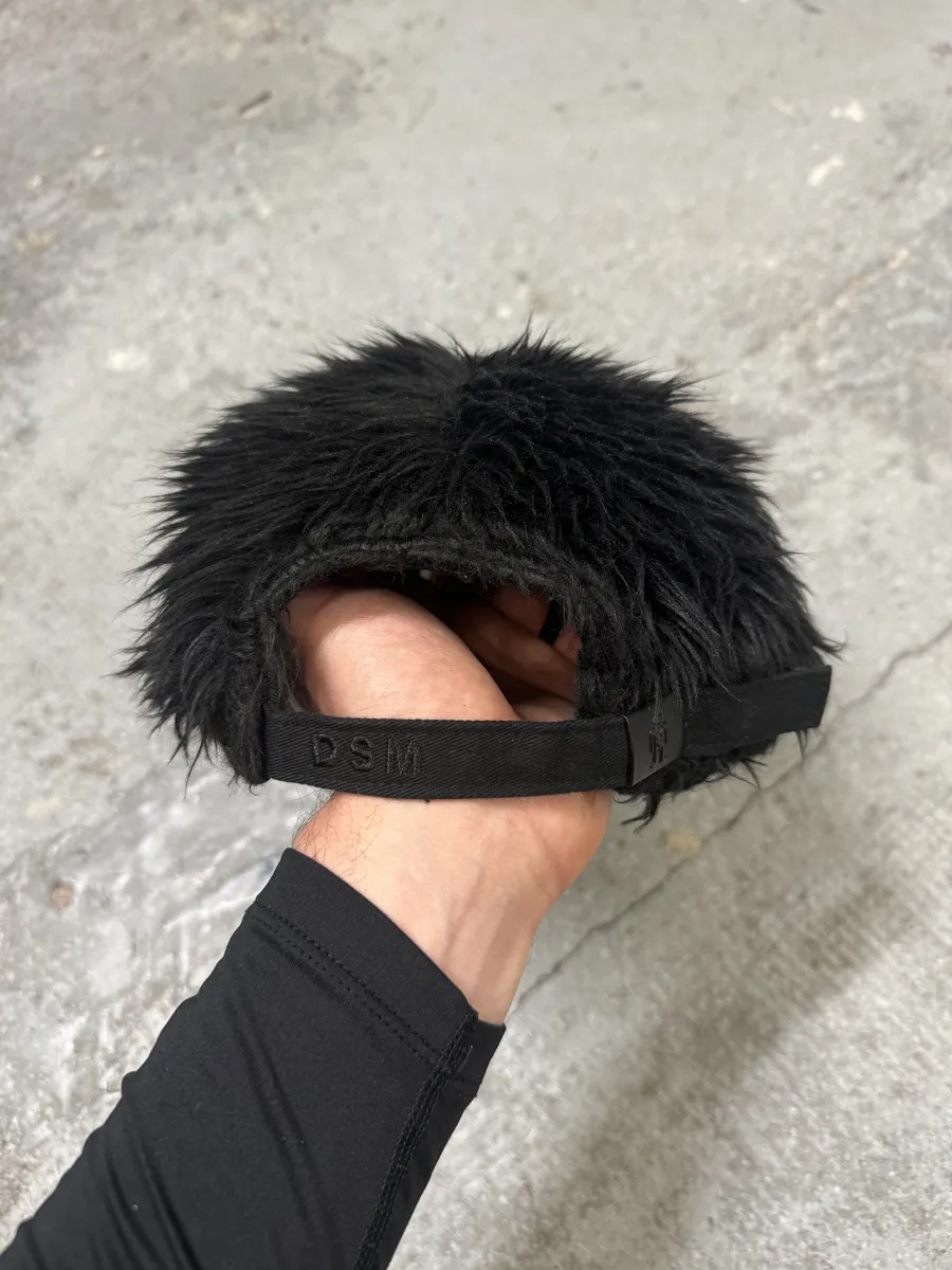 Walter Van Beirendonck Black Plushed Wild Cap - Image 5