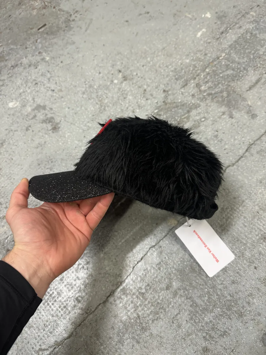 Walter Van Beirendonck Black Plushed Wild Cap - Image 7