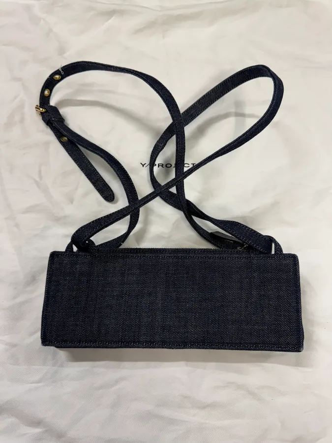 Y/Project Accordion Navy Blue Denim Bag - Image 3