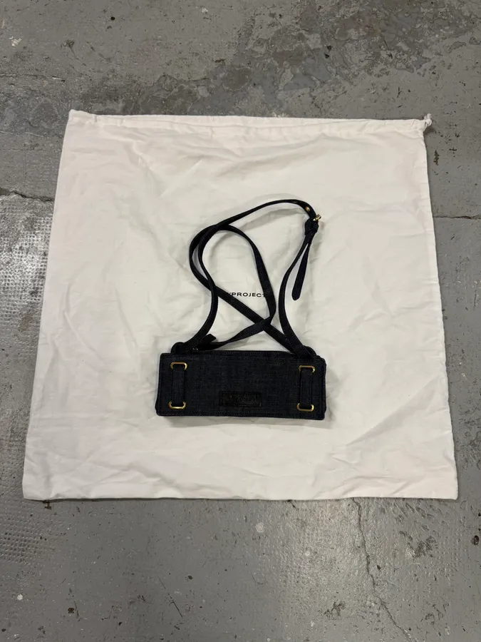 Y/Project Accordion Navy Blue Denim Bag - Image 4