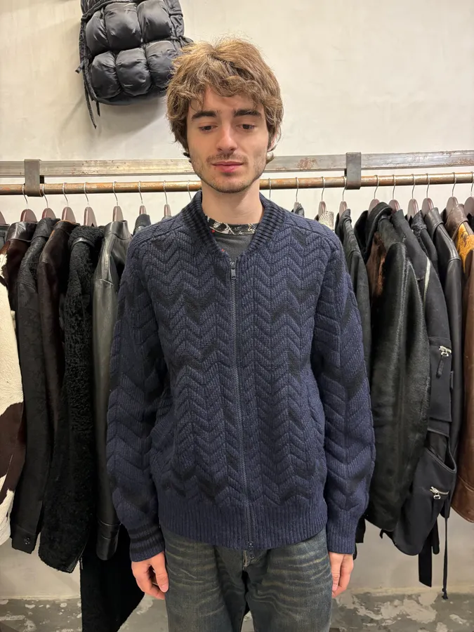 Yohji Yamamoto Y3 Navy Full Zip Cardigan - Image 2