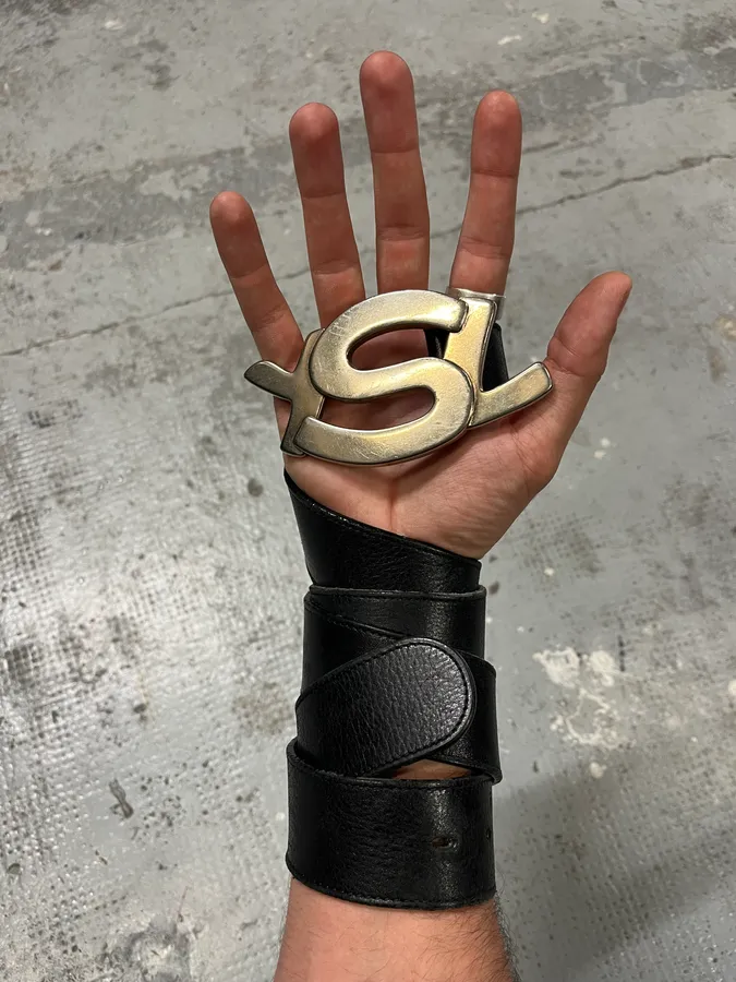 Yves Saint Laurent Black Leather Belt