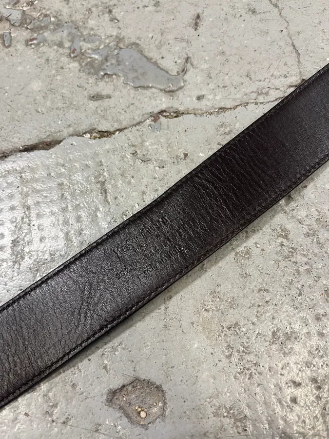 Yves Saint Laurent Black Leather Gold Buckle Belt - Image 7