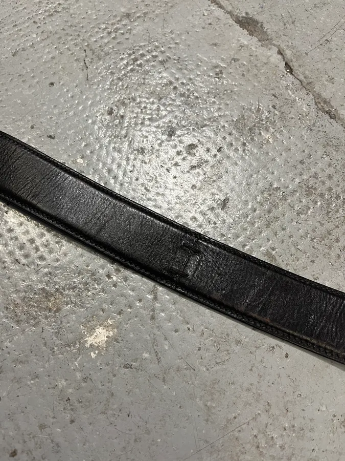 Yves Saint Laurent Black Leather Gold Buckle Belt - Image 8