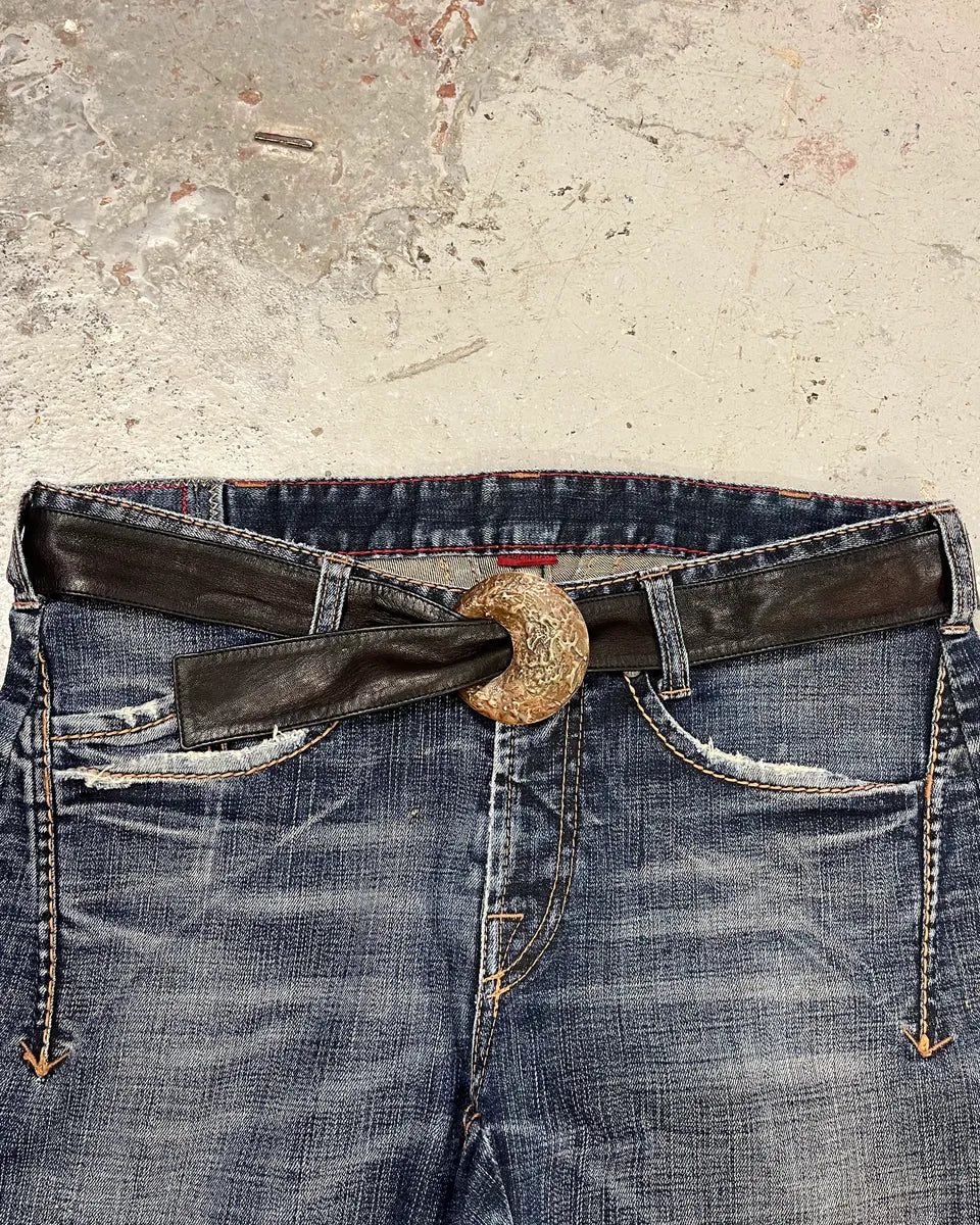 Yves Saint Laurent Black Leather Premium Buckle Belt