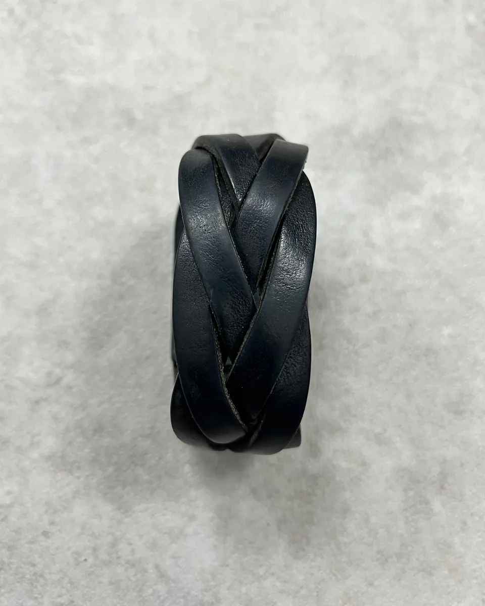 Yves Saint Laurent Black Leather Wrap Bracelet - Image 2