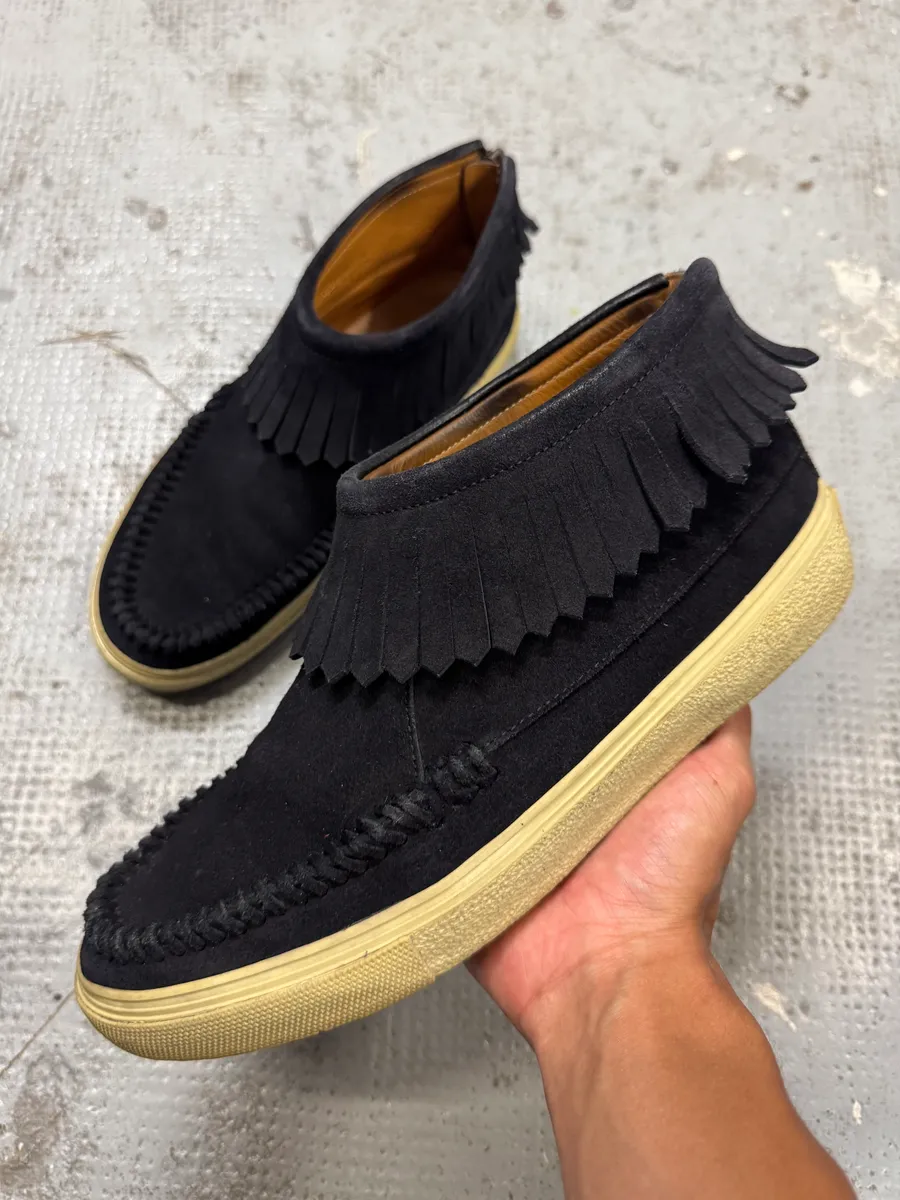 Yves Saint Laurent Black Suede Fringe Sneakers