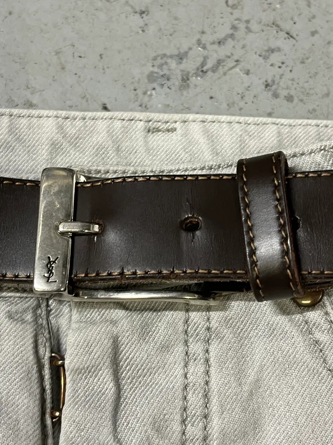 Yves Saint Laurent Brown Leather Belt - Image 5