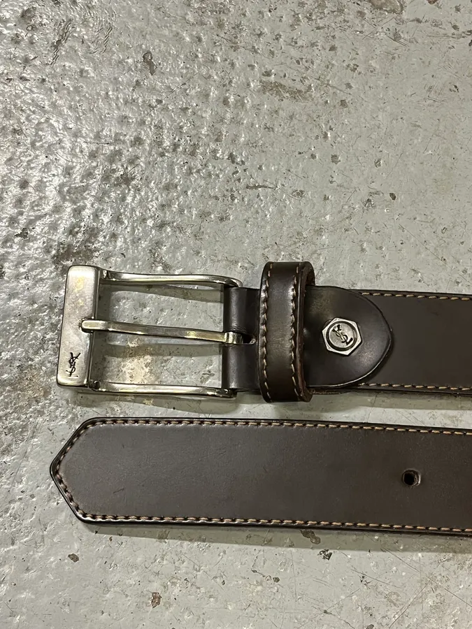Yves Saint Laurent Brown Leather Belt - Image 6