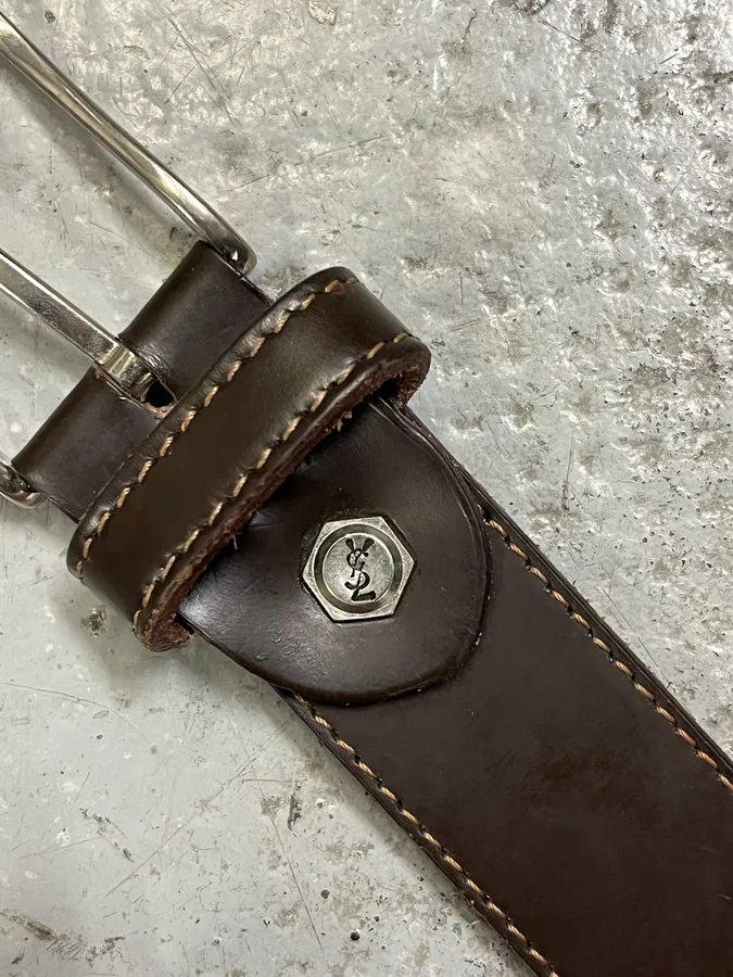 Yves Saint Laurent Brown Leather Belt - Image 8