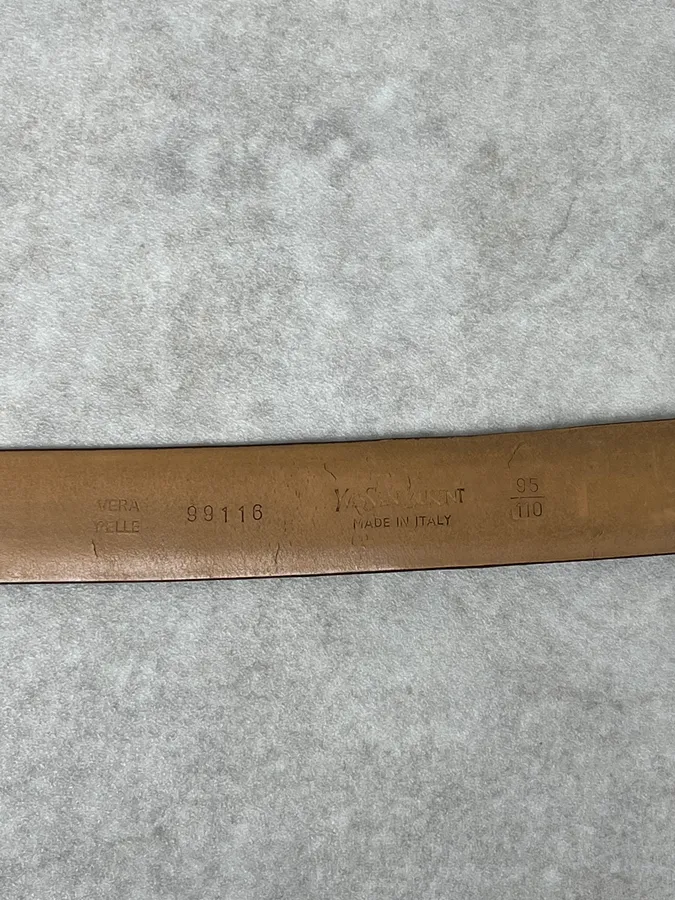 Yves Saint Laurent Camel Crocodile Effect Leather Belt - Image 7