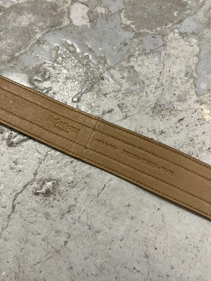 Yves Saint Laurent Casual Beige Leather Belt - Image 7
