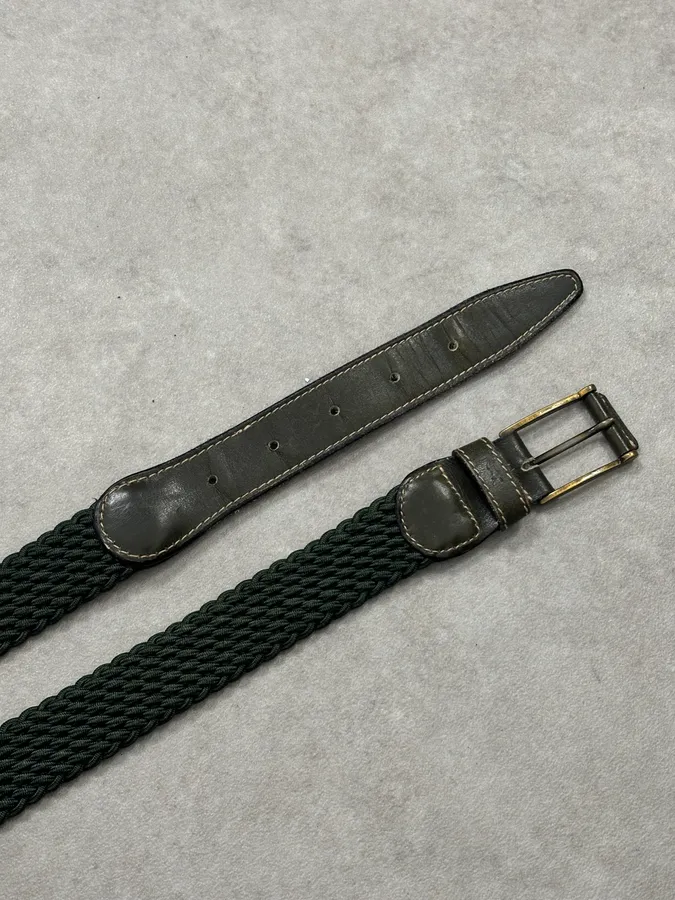 Yves Saint Laurent Dark Green Braided Cord Leather Belt - Image 5