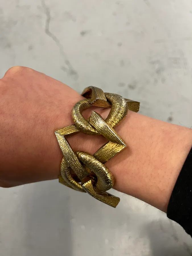 Yves Saint Laurent Gold Metal Link Bracelet - Image 3