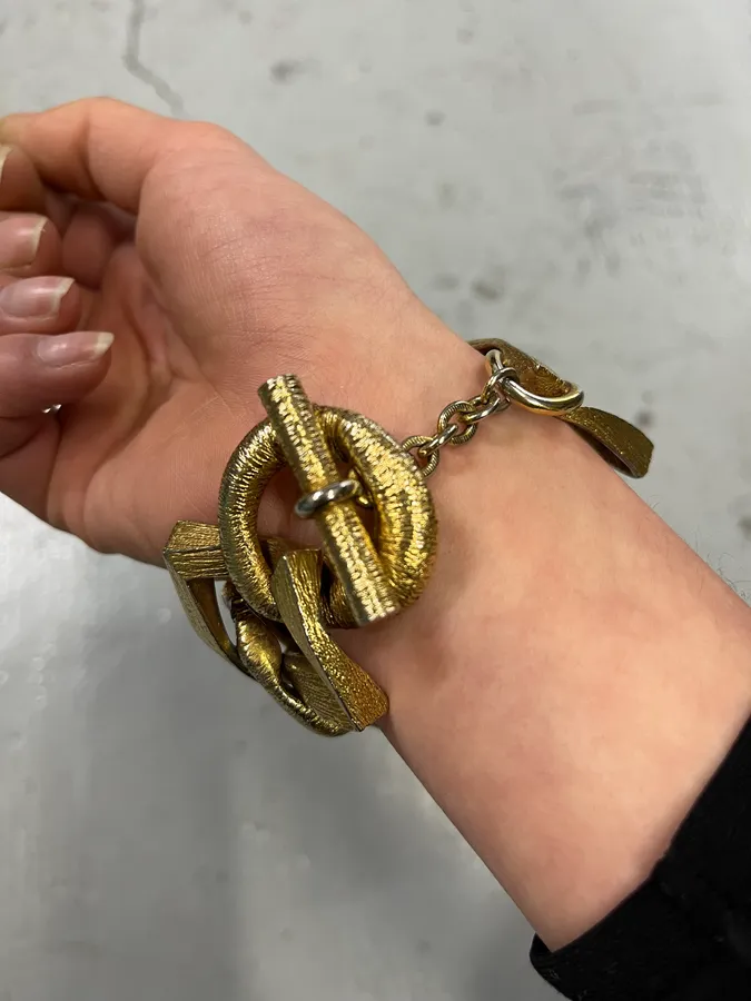 Yves Saint Laurent Gold Metal Link Bracelet - Image 4