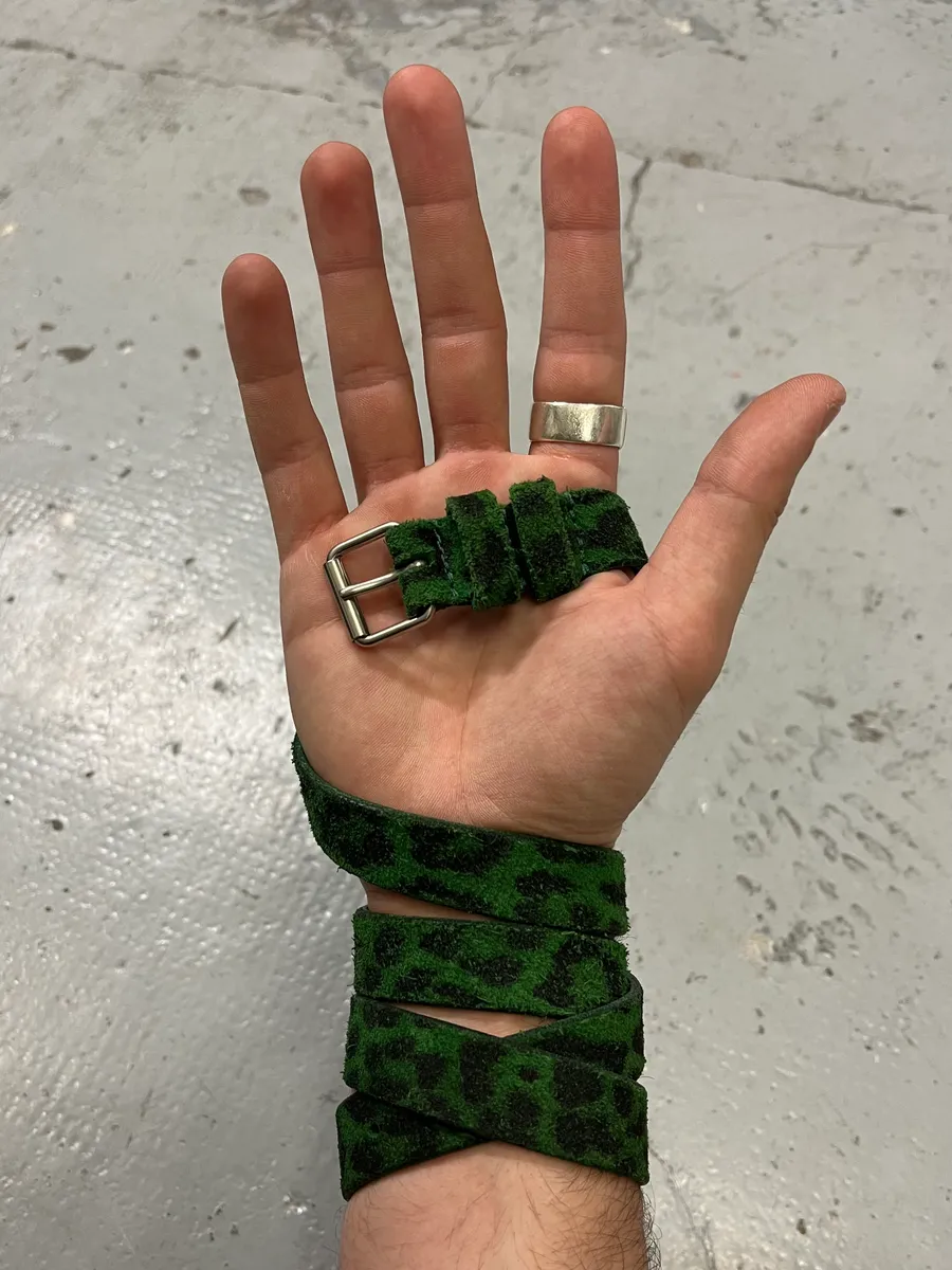 Yves Saint Laurent Leopard Dark Green Leather Belt - Image 2