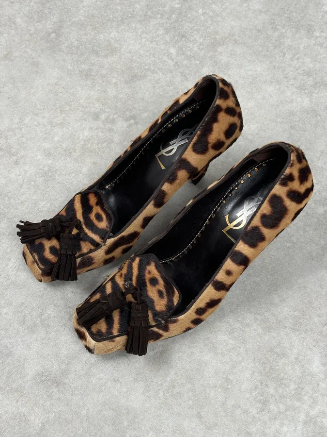 Yves Saint Laurent Leopard Pony Hair Heels - Image 6