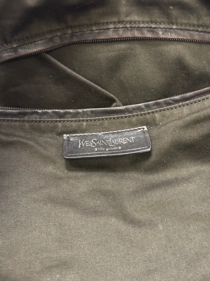 Yves Saint Laurent Shiny Olive Leather Handle Bag - Image 11