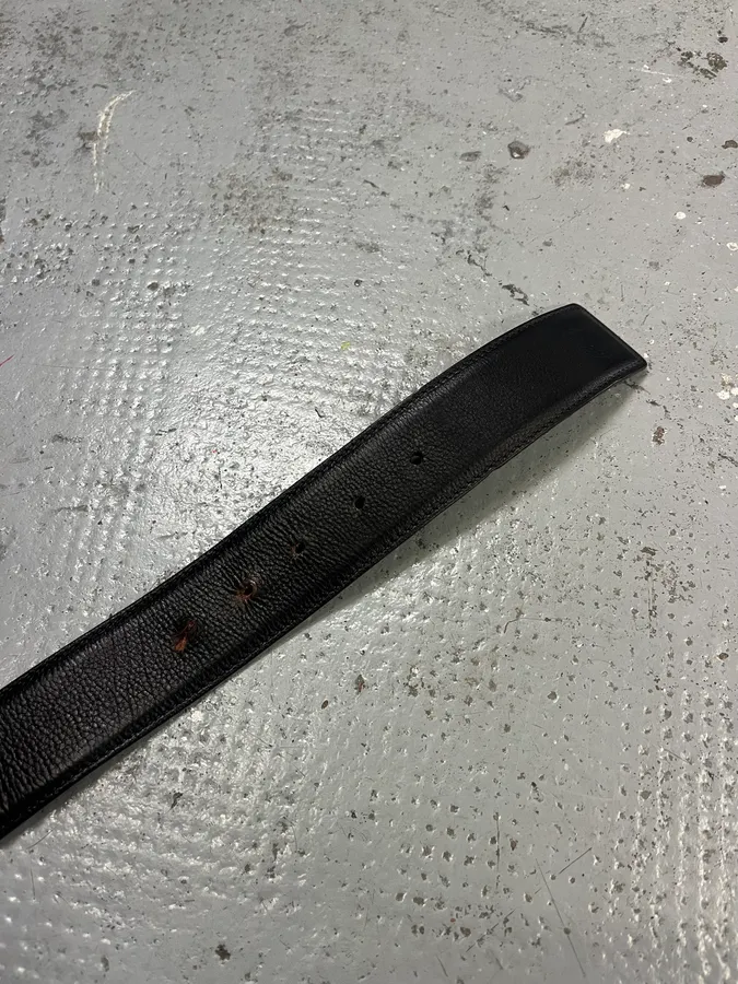 Yves Saint Laurent Silver Buckle Black Leather Belt - Image 4