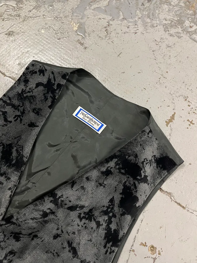 Yves Saint Laurent Velvet Erosion Black Vest - Image 4