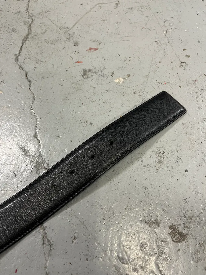 Yves Saint Laurent YSL Logo Black Leather Belt - Image 8