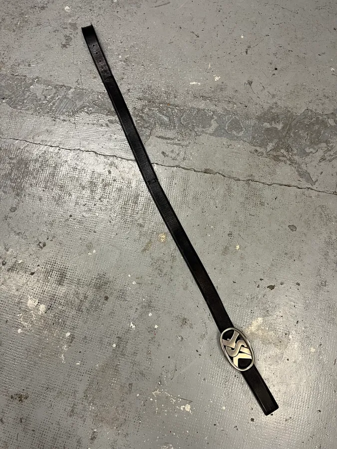 Yves Saint Laurent YSL Logo Black Leather Belt - Image 10