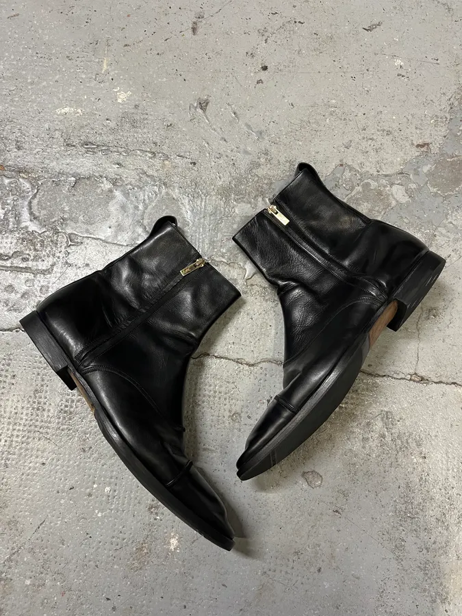 Yves Saint Laurent Zip Black Leather Boots - Image 2