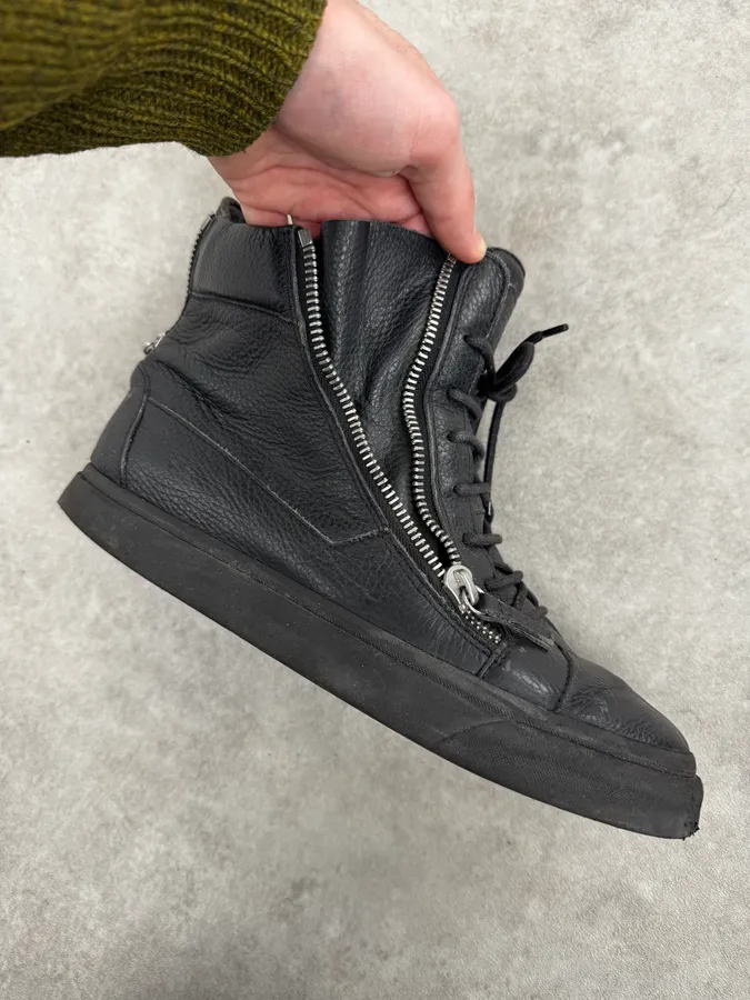 Zanotti Black High 2 Zips Leather Sneakers - Image 6