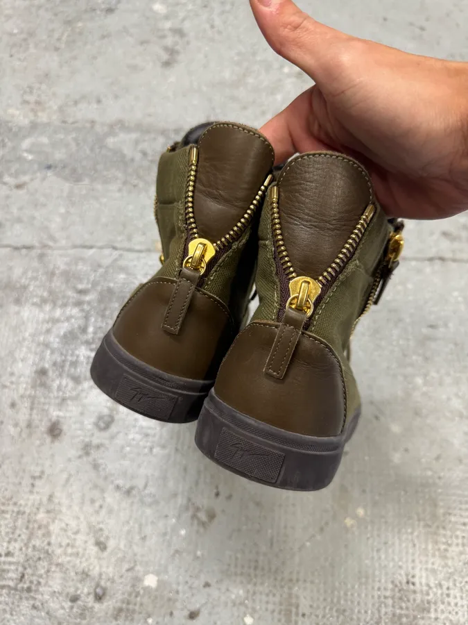 Zanotti Olive Green Kriss High Zip Shoes - Image 5