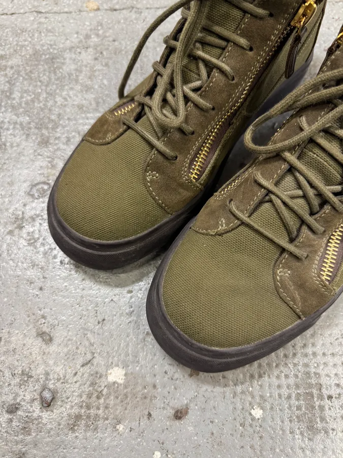 Zanotti Olive Green Kriss High Zip Shoes - Image 6